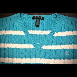 Blue and white striped sweater